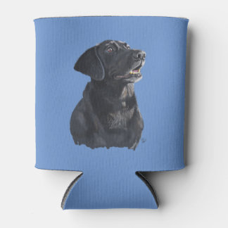 Black Lab Dog Art Can Cooler