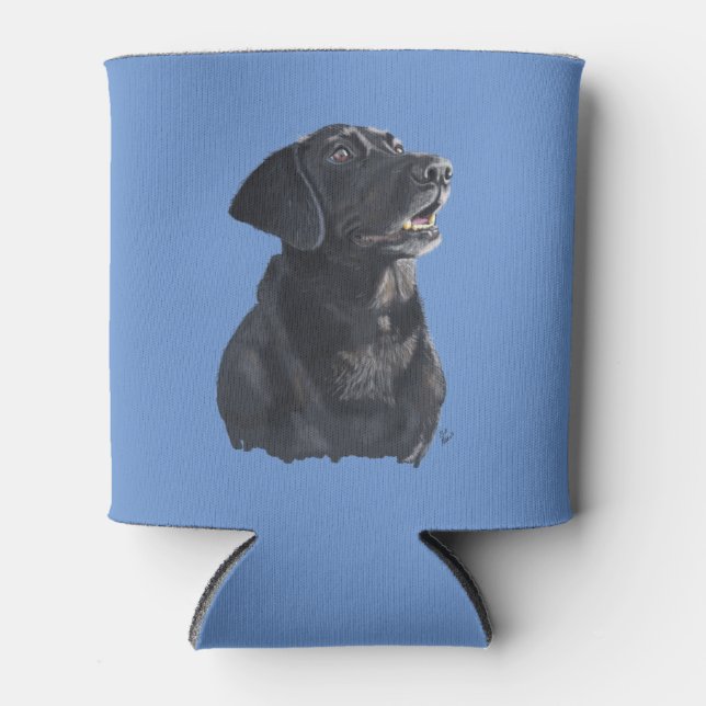 Black Lab Dog Art Can Cooler (Front)
