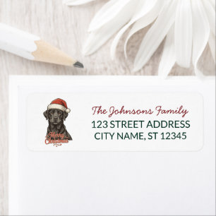 Black Lab Dog Christma Santa in Hat Return Address Label