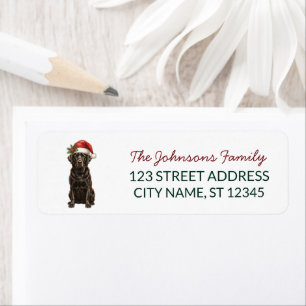 Black Lab Dog Christma Santa in Hat Return Address Label
