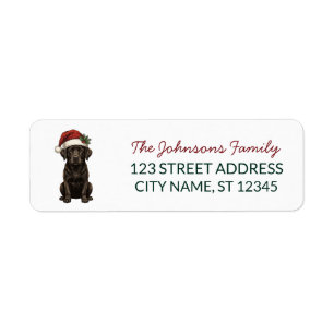 Black Lab Dog Christma Santa in Hat Return Address Label