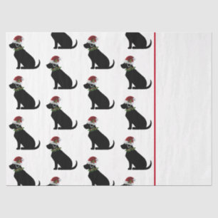 Black Lab Dog Christmas Santa Hat Holly Modern Tissue Paper