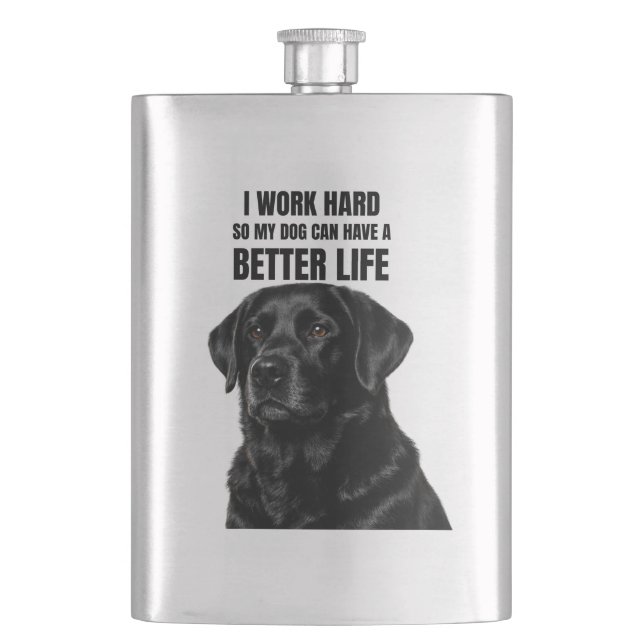 Black Lab Dog Dad Flask (Front)