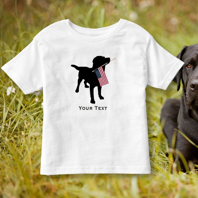 Black Lab Dog holding USA Flag, 4th of July Toddler T-Shirt (Creator Uploaded)