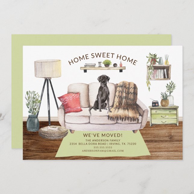 Black Lab Dog Moving Announcement (Front/Back)