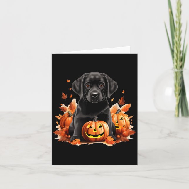 Black Lab Dog Mum Dad Halloween Fall Funny Card (Front)