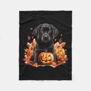 Black Lab Dog Mum Dad Halloween Fall Funny V-Neck Fleece Blanket