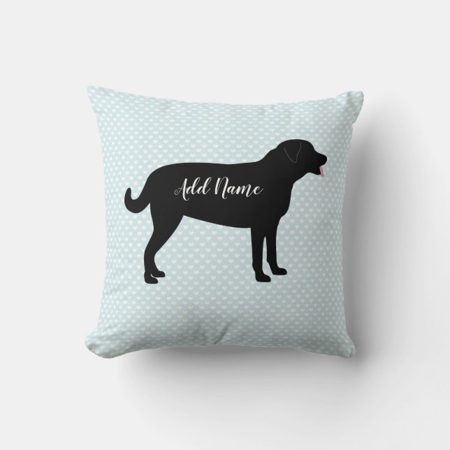 Black Lab Dog Personalised Name  Cushion (Front)