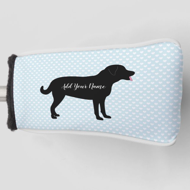 Black Lab Dog Personalised Name Golf Head Cover (Front)
