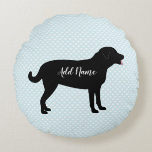 Black Lab Dog Personalized Name Round Cushion