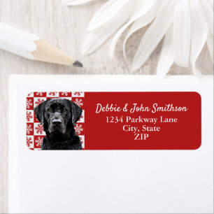 Black Lab Dog Return Address Animal Christmas Label