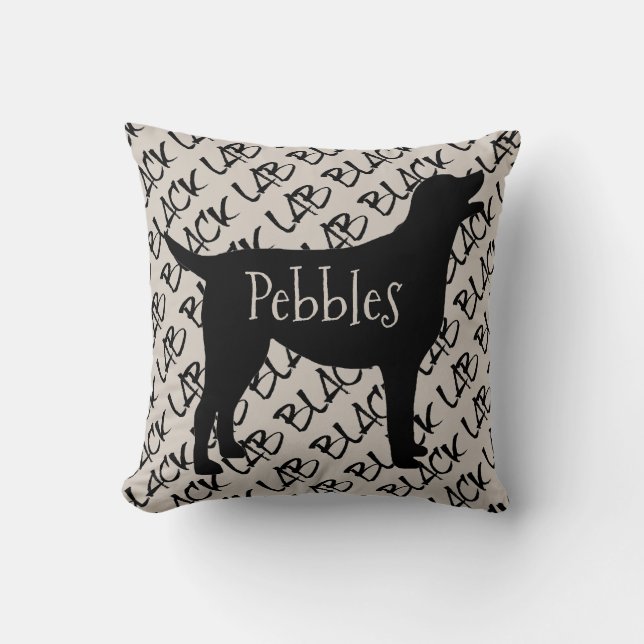 Black Lab Dog Silhouette Cushion (Front)