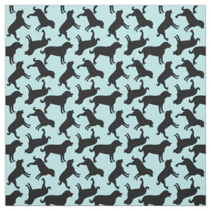 Black Lab Dog Silhouette Pattern  Fabric