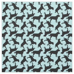 Black Lab Dog Silhouette Pattern  Fabric