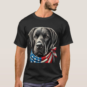 black lab dog usa american flag black labrador T-Shirt