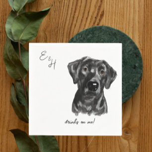 Black lab Dog watercolor Wedding Cocktail Napkins