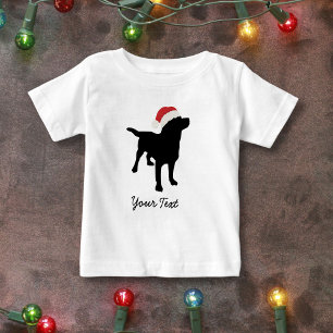 Black Lab Dog with Christmas Santa Hat Baby T-Shirt