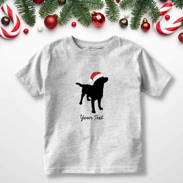 Black Lab Dog with Christmas Santa Hat Toddler T-Shirt (Creator Uploaded)