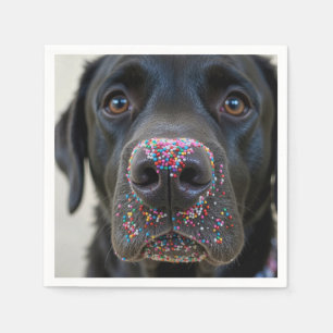 Black Lab Dog With Sprinkles On Its Nose Napkin