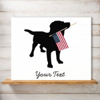 Black Lab Dog with USA American Flag, 4th of July