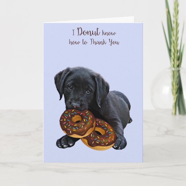 Black Lab Donut Card - Dog Donut Card - Thank You (Front)