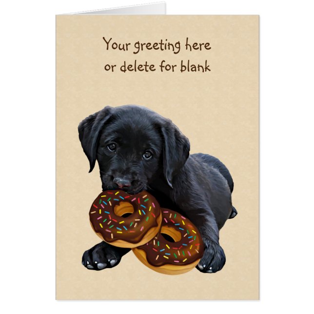 Black Lab Doughnut Card - Dog Doughnut Card (Front)