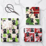 Black Lab Festive Christmas Dog Wrapping Paper Sheet<br><div class="desc">This wrapping paper features a pattern of black lab dogs on festive Christmas themed backgrounds.</div>