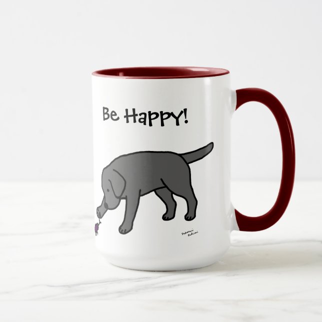 Black Lab Friendly Cartoon Black Labrador Mug (Right)