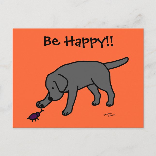 Black Lab Friendly Cartoon Black Labrador Postcard (Front)