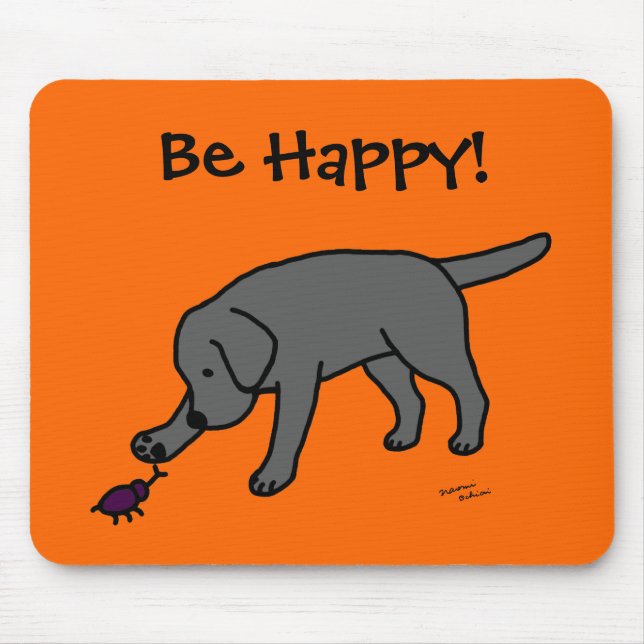 Black Lab Friendly Cartoon Labrador Mouse Pad (Front)