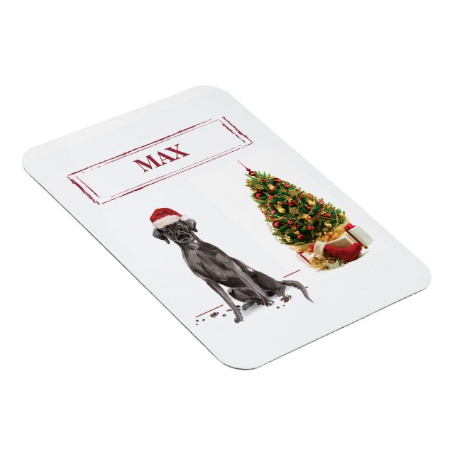 Black Lab Funny Christmas Dog and Tree Magnet (Right Side)