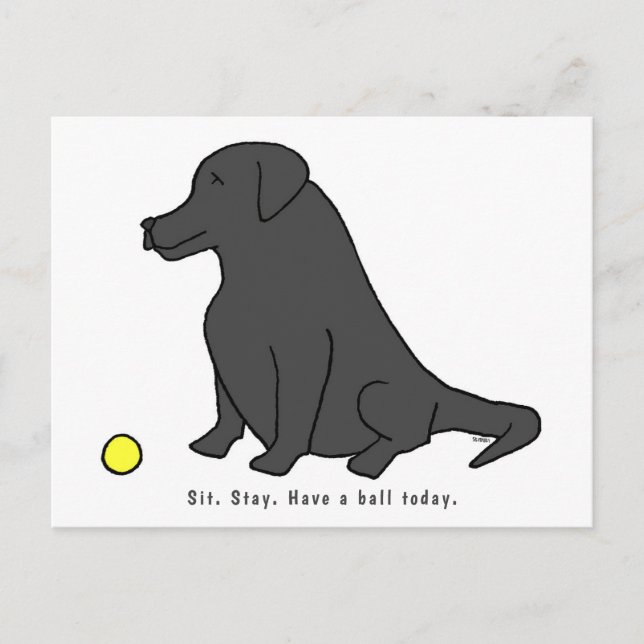 Black Lab Funny Pet Cartoon On A Cute Black Lab Postcard (Front)