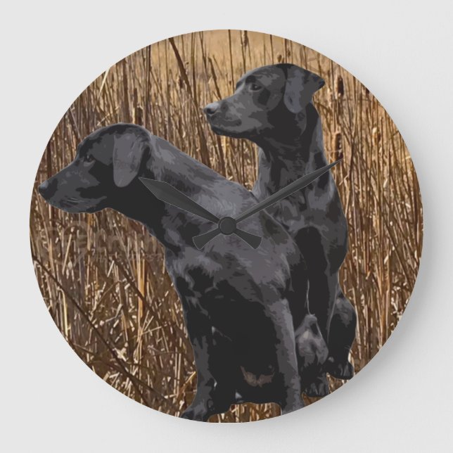 Black Lab Gifts, Labrador Retriever Large Clock (Front)
