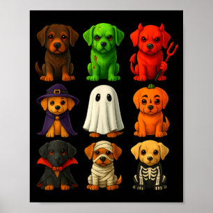 Black Lab Halloween Labrador Puppies In Costume Poster