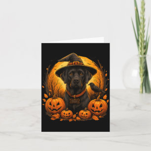 Black Lab Halloween Witch Hat Labrador Dog Pumpkin Card
