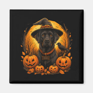 Black Lab Halloween Witch Hat Labrador Dog Pumpkin Magnet