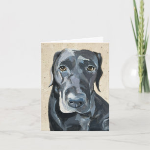 Black Lab Hand-Painted on Canvas Note Card