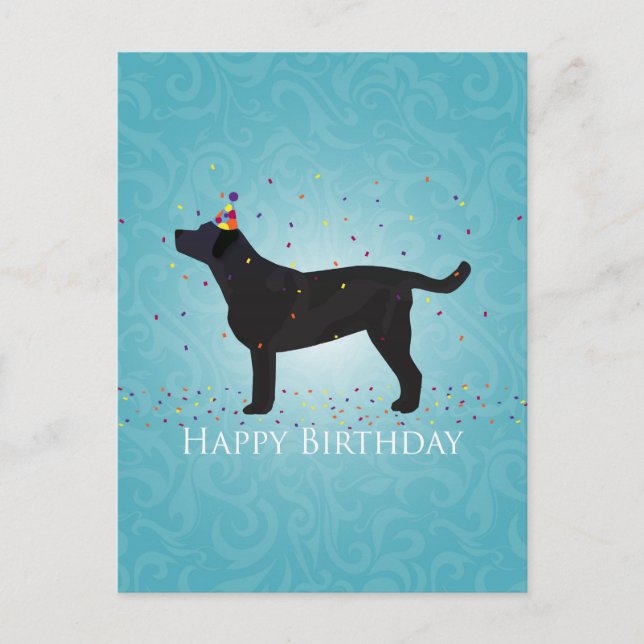 Black Lab Happy Birthday Card Design (Front)