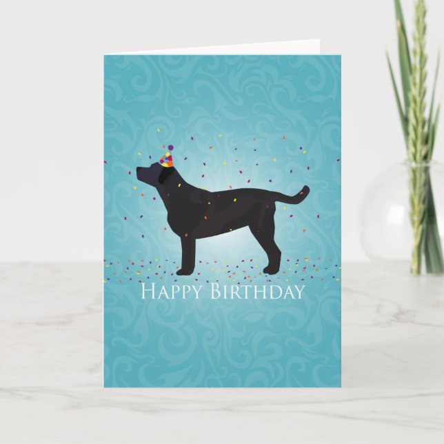Black Lab Happy Birthday Card Design (Front)