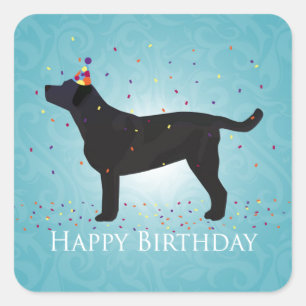 Black Lab Happy Birthday Design Square Sticker