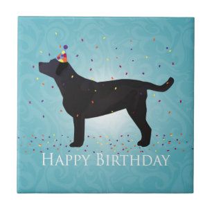 Black Lab Happy Birthday Design Tile