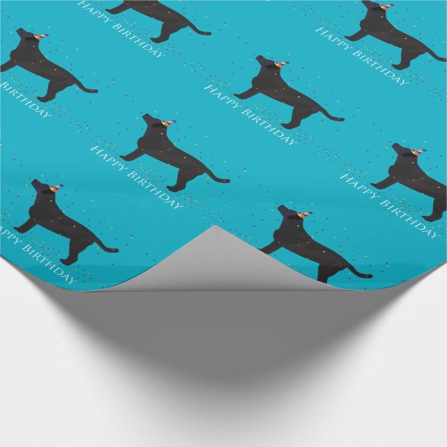Black Lab Happy Birthday Design Wrapping Paper (Corner)