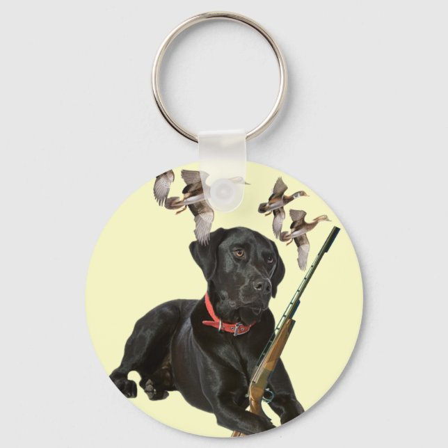 Black Lab hunts Keychain (Front)