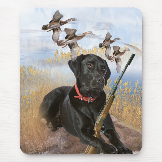 Black Lab Hunts Mousepad (Front)