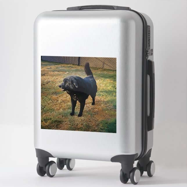 Black Lab In The Fall Sun Custom-Cut Vinyl Sticker (Suitcase)
