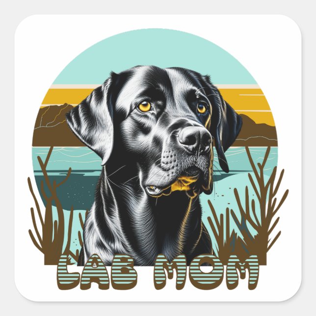 Black Lab | Lab Mum Dog Personalised Square Sticker (Front)