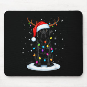 Black Lab Labrador Christmas Dog Reindeer Lights P Mouse Pad
