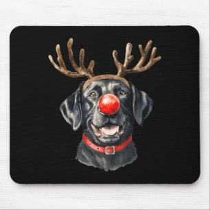Black Lab Labrador Christmas Dog Reindeer Xmas Paj Mouse Pad