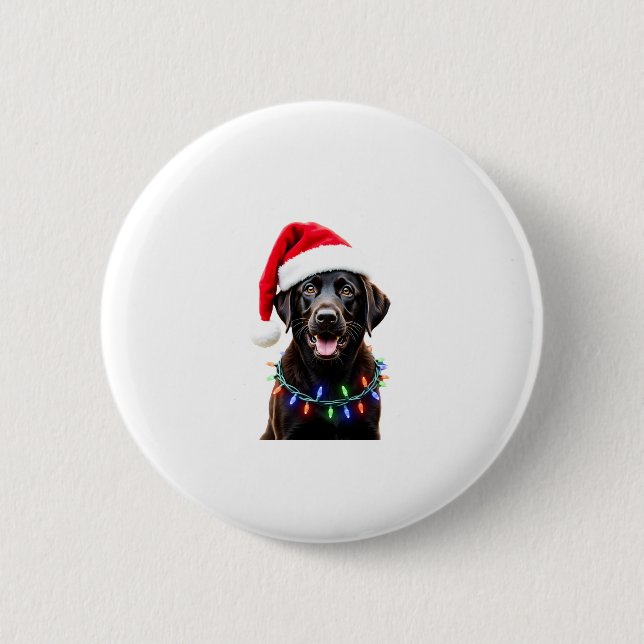 Black Lab Labrador Christmas Tree Light Pajama Dog 6 Cm Round Badge (Front)