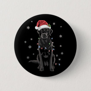 Black Lab Labrador Christmas Tree Light Pajama Dog 6 Cm Round Badge